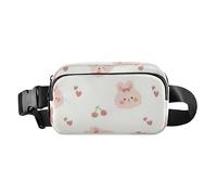 Sac à bandoulière mignon avec sangle réglable pour homme et femme - Sac à bandoulière multifonction avec sangle réglable pour voyage, course à pied, randonnée, Dessin animé Peach lapin et cerise, 1