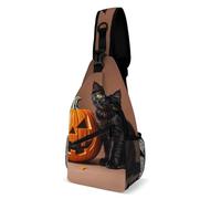 Sac à bandoulière mignon en forme de chat noir - Sac à dos à bandoulière - Sac de poitrine décontracté - Sac banane - Chat noir mignon - 20,3 x 10,2 x 38,1 cm, Adorable chat noir., 8 × 4 × 15 inches