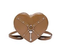 Sac à bandoulière mignon en forme de cœur pour femme en cuir PU avec rivets style moto petit porte-monnaie pour filles, BN, Organiseur de sac