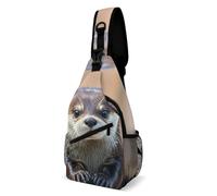 Sac à bandoulière mignon en forme de loutre - Sac de poitrine décontracté avec bandoulière réglable - Motif loutre mignonne - 20,3 x 10,2 x 38,1 cm, Loutre mignonne., 8 × 4 × 15 inches