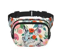 Sac à bandoulière mignon imprimé tigre blanc tendance, sac de taille de randonnée, sac à bandoulière carré double couche voyage et fitness