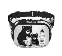 Sac à bandoulière mignon pour bouteille de lait, sac banane de voyage, sac banane à la mode et décontracté, sac banane carré double couche, noir, taille unique, Noir/blanc, One Size