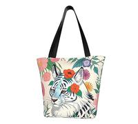 Sac à bandoulière mignon tigre blanc pour femme, sac à main, convient pour le week-end, voyage, shopping, sac à bandoulière, noir, taille unique