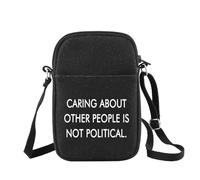 Sac à bandoulière militant pour la justice sociale Caring About Other People Is Not Political Crossbody Bag Libéralisme Cadeau politique, Caring About B UK