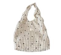 Sac à bandoulière moderne avec motif cœur et grilles, décontracté, sac à bandoulière décontracté en tissu polyester, ergonomique, confortable, léger et pratique, en polyester, Marron à rayures, One