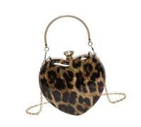 Sac à bandoulière moderne de style coréen avec chaîne et bandoulière en forme de cœur pour diverses occasions, marron, One Size