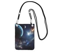Sac à bandoulière Moon Stars and Planets pour femme et homme - Mini sac à main imperméable pour téléphone portable - Petit sac à bandoulière avec sangle réglable - Pochette de voyage pour téléphone