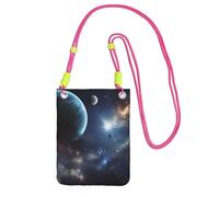 Sac à bandoulière Moon Stars and Planets pour femme et homme - Mini sac à main imperméable pour téléphone portable - Petit sac à bandoulière avec sangle réglable - Pochette de voyage pour téléphone
