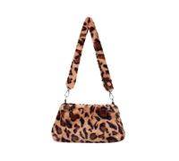 Sac à bandoulière motif animal vache peluche imprimé sous les bras sac à main sac à main sac à main sac à main sac à main pour femme automne hiver sac à bandoulière, Motif léopard - Marron