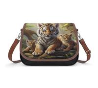 Sac à bandoulière motif animaux de la jungle pour femme, sac à main en cuir végétalien avec sangle réglable, sac à bandoulière tendance, sac à bandoulière moyen, sac de selle de voyage, petit