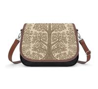 Sac à bandoulière motif arbre beige pour femme, sac à bandoulière en cuir, bandoulière amovible réglable, sacs mains libres