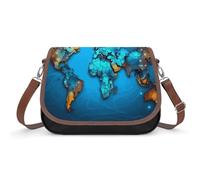 Sac à bandoulière motif carte du monde pour femme, sac à bandoulière en cuir, bandoulière amovible réglable, sacs mains libres