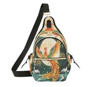 Sac à bandoulière motif phénix chinois, sac à bandoulière en polyester durable avec sangle réglable, pour les trajets quotidiens, les voyages, le shopping