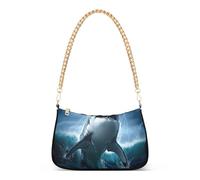 Sac à bandoulière motif requin blanc et vagues de l'océan pour femme avec fermeture éclair