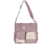 Sac à bandoulière multi-usages, grande capacité, sac à bandoulière, étudiante, fille, sac en toile, sac coréen, sac de loisirs, sac d'école, sac de courses, sac à bandoulière pour homme, lilas, Taille