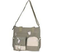 Sac à bandoulière multifonction de grande capacité, sac à bandoulière pour étudiante, sac en toile, sac coréen, sac décontracté, sac d'école, sac fourre-tout, sac de transport pour homme, Vert, Taille