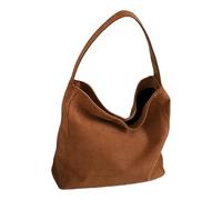 Sac à bandoulière multifonction en daim synthétique pour femmes, étudiants et navetteurs, sac à main à bandoulière simple avec poignée sur le dessus, sac en daim synthétique, café, One Size