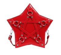 Sac à bandoulière multifonction en forme d'étoile avec rivets cloutés pour femme en cuir PU style punk avec fermeture éclair - Sac à bandoulière esthétique foncé, Rouge, One Size