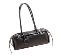 Sac à bandoulière multifonction en polyuréthane d'inspiration rétro pour femme, style décontracté, usage quotidien, grande capacité, Noir