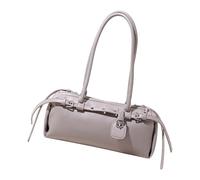 Sac à bandoulière multifonction en polyuréthane d'inspiration rétro pour femme, style décontracté, usage quotidien, grande capacité, gris