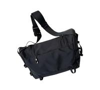Sac à bandoulière multifonction noir avec sangle réglable et plusieurs poches, sac à bandoulière de grande capacité pour sports de rue, Noir
