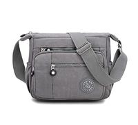 Sac à bandoulière multipoches pour femme, style décontracté, pour le shopping, les voyages, la randonnée, utilisation quotidienne - Gris - gris,