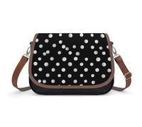 Sac à bandoulière noir et blanc à pois pour femme, sac à bandoulière en cuir, bandoulière amovible réglable, sacs mains libres