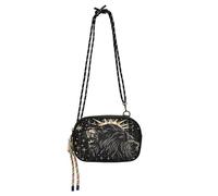 Sac à bandoulière noir pour homme pratique avec emplacements pour cartes de crédit Mini sac à bandoulière pour prendre un repas - Fleurs mandala colorées, Cool Black Lion King