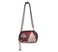 Sac à bandoulière noir pour homme pratique avec emplacements pour cartes de crédit Mini sac à bandoulière pour prendre un repas - Fleurs mandala colorées, Bordeaux Bordeaux Rouge Merry Christmas