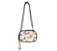 Sac à bandoulière noir pour homme pratique avec emplacements pour cartes de crédit Mini sac à bandoulière pour prendre un repas - Fleurs mandala colorées, Dessin animé de Noël en forme d'élan