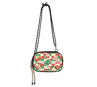 Sac à bandoulière noir pour homme pratique avec emplacements pour cartes de crédit Mini sac à bandoulière pour prendre un repas - Fleurs mandala colorées, Père Noël à carreaux rouges et verts