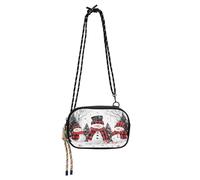 Sac à bandoulière noir pour homme pratique avec emplacements pour cartes de crédit Mini sac à bandoulière pour prendre un repas - Fleurs mandala colorées, Sapins de Noël en forme de bonhomme de neige