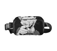 Sac à bandoulière noir punk blanc tendance pour homme et femme - Imperméable avec sangle réglable pour l'entraînement, la course à pied, la randonnée, mandiles para mujer de cocina, chat punk noir