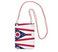 Sac à bandoulière noir - Sac à bandoulière imprimé drapeau de l'État de l'Ohio pour téléphone portable, parfait pour les déplacements, le shopping et les activités de plein air, rose, taille unique