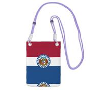 Sac à bandoulière noir - Sac à bandoulière imprimé drapeau de l'État du Missouri pour téléphone portable, parfait pour les déplacements, le shopping et les activités de plein air, violet, taille