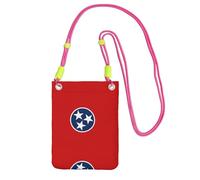 Sac à bandoulière noir - Sac à bandoulière imprimé drapeau de l'État du Tennessee pour téléphone portable, parfait pour le shopping et les activités de plein air, fuchusia, taille unique