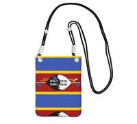 Sac à bandoulière noir - Sac à bandoulière imprimé drapeau du Swaziland pour téléphone portable, parfait pour les déplacements, le shopping et les activités de plein air, noir, taille unique