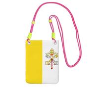 Sac à bandoulière noir - Sac à bandoulière imprimé drapeau du Vatican pour téléphone portable, parfait pour les déplacements, le shopping et les activités de plein air, fuchusia, taille unique