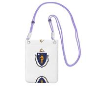 Sac à bandoulière noir - Sac à main pour téléphone portable imprimé drapeau de l'État du Massachusetts, parfait pour les déplacements, le shopping et les activités de plein air, violet, taille unique