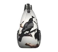 Sac À Bandoulière Oiseaux Noirs Sur Une Branche Sac À Dos À Bandoulière Femme Multifonctionnel Sacs De Poitrine, Pour Randonnée, Voyage, Excursion