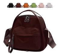 Sac à bandoulière Oxford pour femme, sac bandoulière pour femme grande capacité fermeture éclair doux et léger Sac à main de couleur unie à la mode, marron