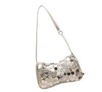 Sac à bandoulière pailleté étincelant avec sangle confortable, design compact, sac à main sous les aisselles pour téléphone portable, sac de rangement pratique, Argenté., One Size