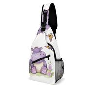 Sac à bandoulière papillon et hippopotame Sac à dos à bandoulière Sac de poitrine décontracté Sac banane Papillons et hippopotame, 20,3 x 10,2 x 38,1 cm, Papillon et hippopotame, 8 × 4 × 15 inches