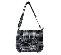 Sac à Bandoulière par Banned Tartan Punk Goth - Noir & Blanc
