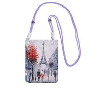 Sac à bandoulière Paris City Tree Tour Eiffel pour femme, mini porte-monnaie pour téléphone, joli porte-monnaie, cadeau de voyage, violet, Taille unique