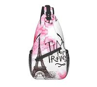 Sac à bandoulière Paris Tour Eiffel Aquarelle Rose Randonnée Daypack Bandoulière Épaule Sac À Dos Voyage Poitrine Pack pour Hommes Femmes