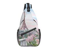 Sac à bandoulière Paris Tour Rose Fleur Rose Randonnée Daypack Crossbody épaule Sac à Dos Voyage Poitrine Pack pour Hommes Femmes