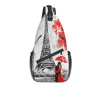 Sac à bandoulière Paris Tour Rouge Peinture Randonnée Daypack Crossbody épaule Sac à Dos Voyage Poitrine Pack pour Hommes Femmes