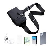 Sac à bandoulière - Petite pochette en nylon | Pochette tendance à fermeture éclair | Pour téléphone, clés, entraînement, camping, randonnée, course à pied, gym, Noir/blanc, Regular style