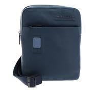 Sac à bandoulière - PIQUADRO - Akron - Cuir de vache - Compartiment pour tablette - Bleu Oltremare